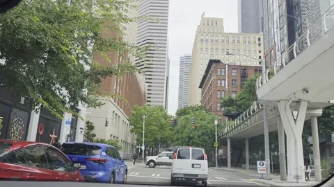 2 May 2024 Seattle, Washington - Driving Interstate Freeway Mountain Street Stock Footage 339089882