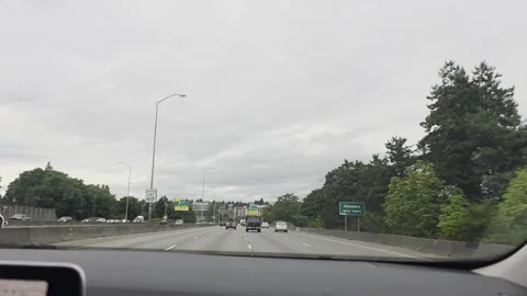 2 May 2024 Seattle, Washington - Driving Interstate Freeway Mountain Street Stock Footage 339094797
