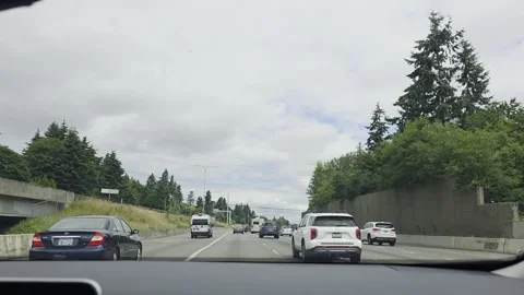2 May 2024 Seattle, Washington - Driving Interstate Freeway Mountain Street Stock Footage 339097655