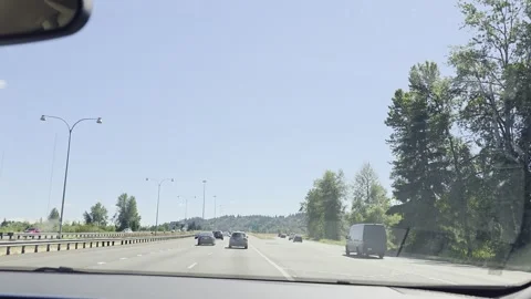 2 May 2024 Seattle, Washington - Driving Interstate Freeway Mountain Street Stock Footage 339118886