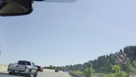 2 May 2024 Seattle, Washington - Driving Interstate Freeway Mountain Street Stock Footage 339118899