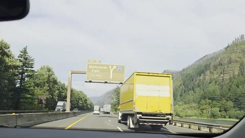 2 May 2024 Seattle, Washington - Driving Interstate Freeway Mountain Street Stock Footage 339138430