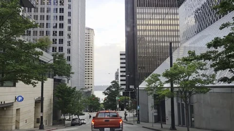 2 May 2024 Seattle, Washington - Driving Downtown Building Street Stock Footage 339216330