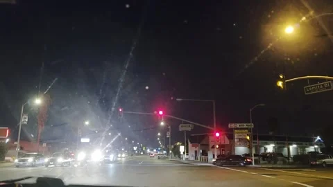 2 May 2026 Long Beach, California - Driving Interstate Freeway Night Street Stock Footage 345179135