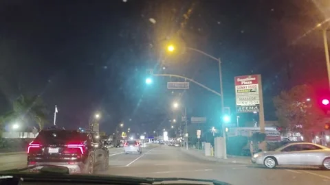 2 May 2026 Long Beach, California - Driving Interstate Freeway Night Street Stock Footage 345179139