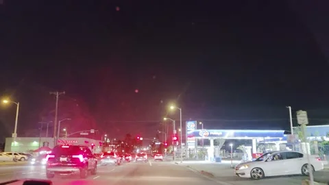 2 May 2026 Long Beach, California - Driving Interstate Freeway Night Street Stock Footage 345179147