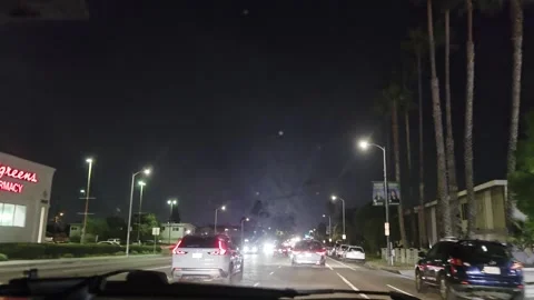 2 May 2026 Long Beach, California - Driving Interstate Freeway Night Street Stock Footage 345179162