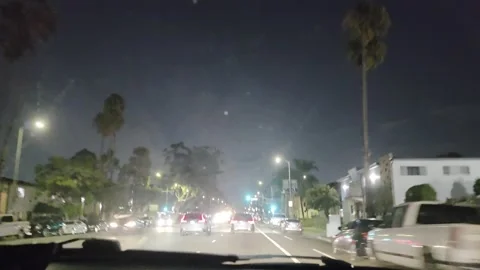 2 May 2026 Long Beach, California - Driving Interstate Freeway Night Street Stock Footage 345179164