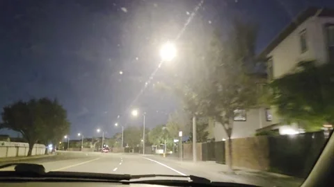 2 May 2026 Long Beach, California - Driving Interstate Freeway Night Street Stock Footage 345179181
