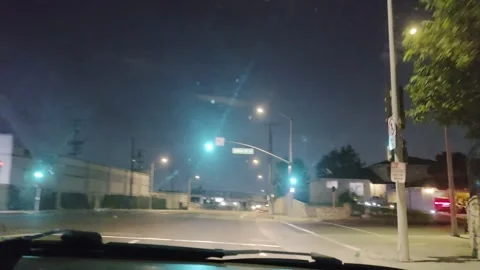 2 May 2026 Long Beach, California - Driving Interstate Freeway Night Street Stock Footage 345179184