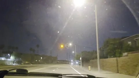 2 May 2026 Long Beach, California - Driving Interstate Freeway Night Street Stock Footage 345179185