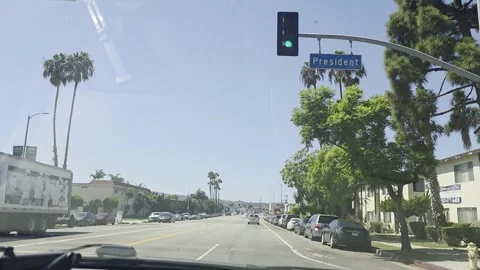2 May 2026 Long Beach, California - Driving Interstate Freeway Mountain Street Stock Footage 345179210