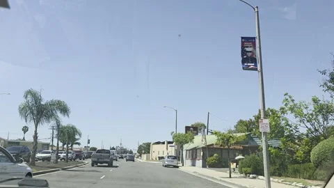 2 May 2026 Long Beach, California - Driving Interstate Freeway Mountain Street Stock Footage 345179253