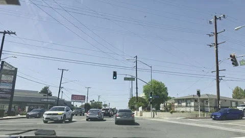2 May 2026 Long Beach, California - Driving Interstate Freeway Mountain Street Stock Footage 345179268