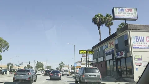 2 May 2026 Long Beach, California - Driving Interstate Freeway Mountain Street Stock Footage 345179445
