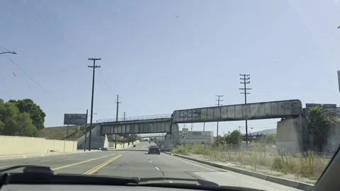2 May 2026 Long Beach, California - Driving Interstate Freeway Mountain Street Stock Footage 345179571
