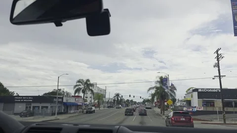2 May 2026 Long Beach, California - Driving Interstate Freeway Mountain Street Stock Footage 345681813