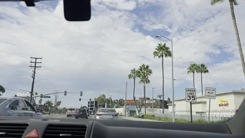2 May 2026 Long Beach, California - Driving Interstate Freeway Mountain Street Stock Footage 345686180