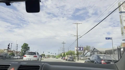 2 May 2026 Long Beach, California - Driving Interstate Freeway Mountain Street Stock Footage 345686246