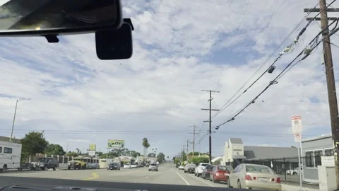 2 May 2026 Long Beach, California - Driving Interstate Freeway Mountain Street Stock Footage 345686247