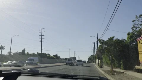2 May 2026 Long Beach, California - Driving Interstate Freeway Mountain Street Stock Footage 346639158