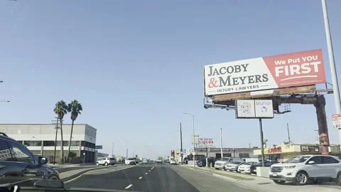 2 May 2026 Long Beach, California - Driving Interstate Freeway Mountain Street Stock Footage 346639423