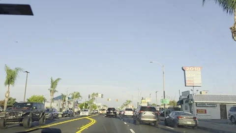 2 May 2026 Long Beach, California - Driving Interstate Freeway Mountain Street Stock Footage 346642572