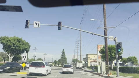 2 May 2026 Long Beach, California - Driving Interstate Freeway Mountain Street Stock Footage 346645877
