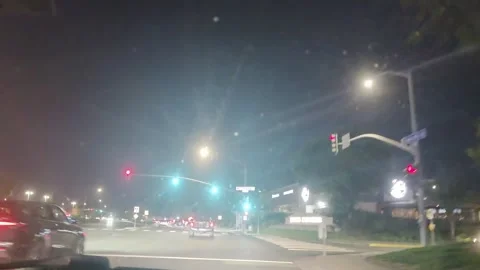 2 May 2026 Long Beach, California - Driving Interstate Freeway Night Street Stock Footage 346649038