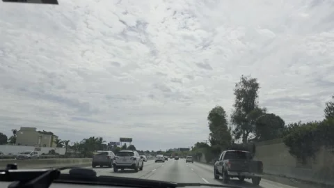 2 May 2026 Long Beach, California - Driving Interstate Freeway Mountain Street Stock Footage 346656931