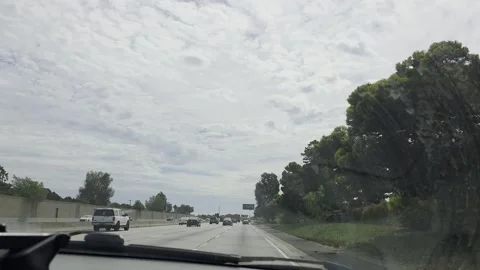 2 May 2026 Long Beach, California - Driving Interstate Freeway Mountain Street Stock Footage 346657329