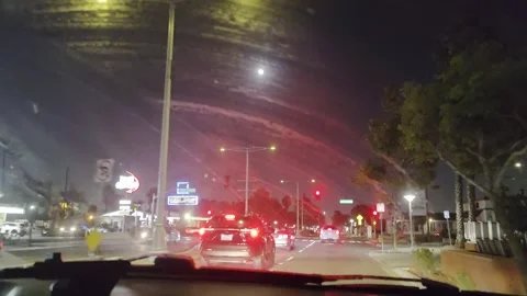 2 May 2026 Long Beach, California - Driving Interstate Freeway Night Street Stock Footage 346775494