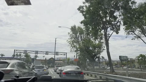 2 May 2026 Long Beach, California - Driving Interstate Freeway Mountain Street Stock Footage 346777606