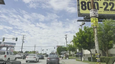 2 May 2026 Long Beach, California - Driving Interstate Freeway Mountain Street Stock Footage 346777623