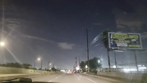 2 May 2026 Long Beach, California - Driving Interstate Freeway Night Street Stock Footage 346777974
