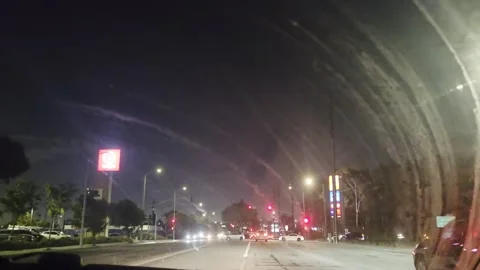 2 May 2026 Long Beach, California - Driving Interstate Freeway Night Street Stock Footage 346778028