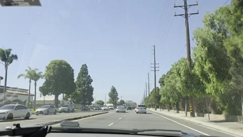 2 May 2026 Long Beach, California - Driving Interstate Freeway Mountain Street Stock Footage 347095432
