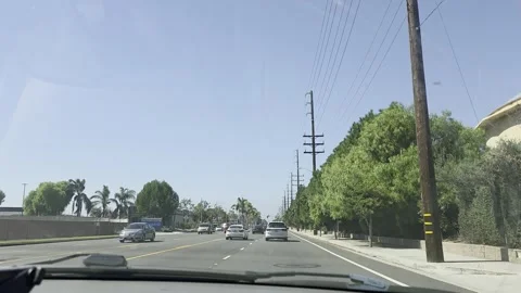 2 May 2026 Long Beach, California - Driving Interstate Freeway Mountain Street Stock Footage 347095471