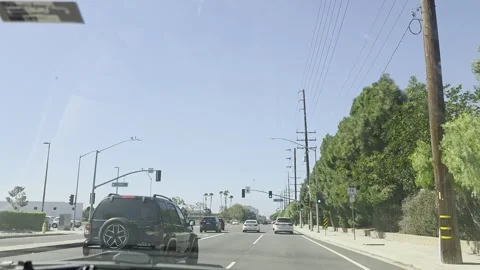 2 May 2026 Long Beach, California - Driving Interstate Freeway Mountain Street Stock Footage 347095474