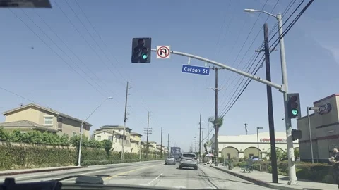 2 May 2026 Long Beach, California - Driving Interstate Freeway Mountain Street Stock Footage 347097015