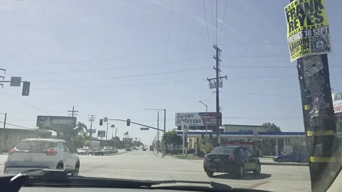 2 May 2026 Long Beach, California - Driving Interstate Freeway Mountain Street Stock Footage 347097016
