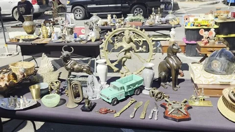 2 May 2026 Long Beach, California - Walking Swap Meet Auction Area Stock Footage 347116604