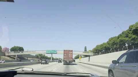 2 May 2026 Long Beach, California - Driving Interstate Freeway Mountain Street Stock Footage 347625530