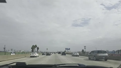 2 May 2026 Long Beach, California - Driving Interstate Freeway Mountain Street Video stock 347908701