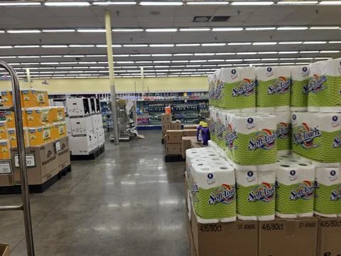 2 May 2026 Long Beach, California - Walking Inside of Grocery Retailer Store Фото