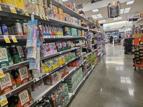2 May 2026 Long Beach, California - Walking Inside of Grocery Retailer Store Фото