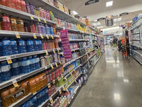 2 May 2026 Long Beach, California - Walking Inside of Grocery Retailer Store Stock Photos