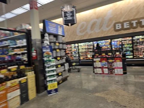2 May 2026 Long Beach, California - Walking Inside of Grocery Retailer Store Stock Photos