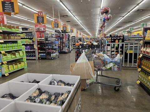 2 May 2026 Long Beach, California - Walking Inside of Grocery Retailer Store Stock Photos
