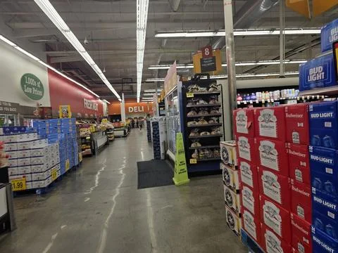 2 May 2026 Long Beach, California - Walking Inside of Grocery Retailer Store Фото